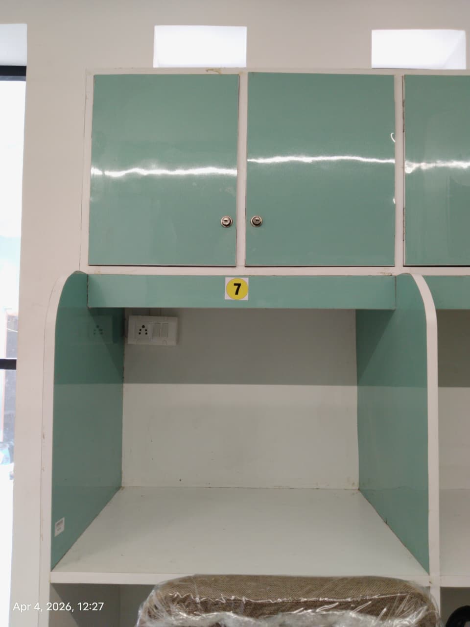 Individual study cubicle with personal socket and light