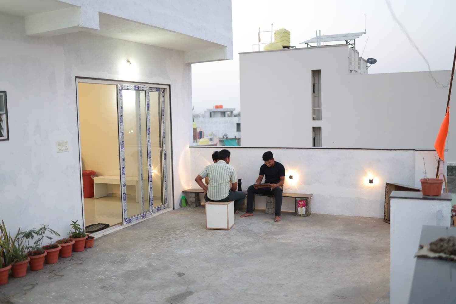 Terrace seating area for breaks